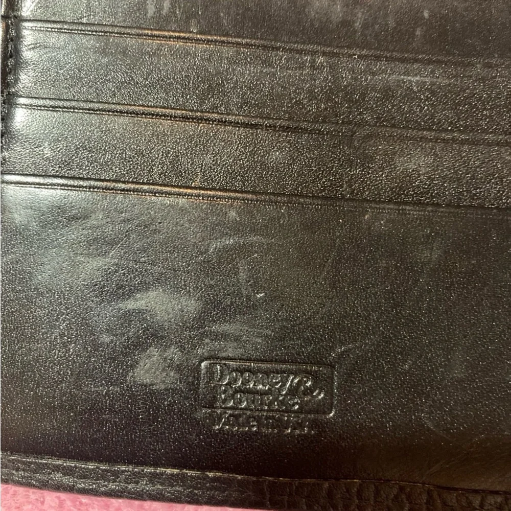 Vintage Dooney and Bourke Black Pebbled Leather Wallet/Kiss Lock Coin Section